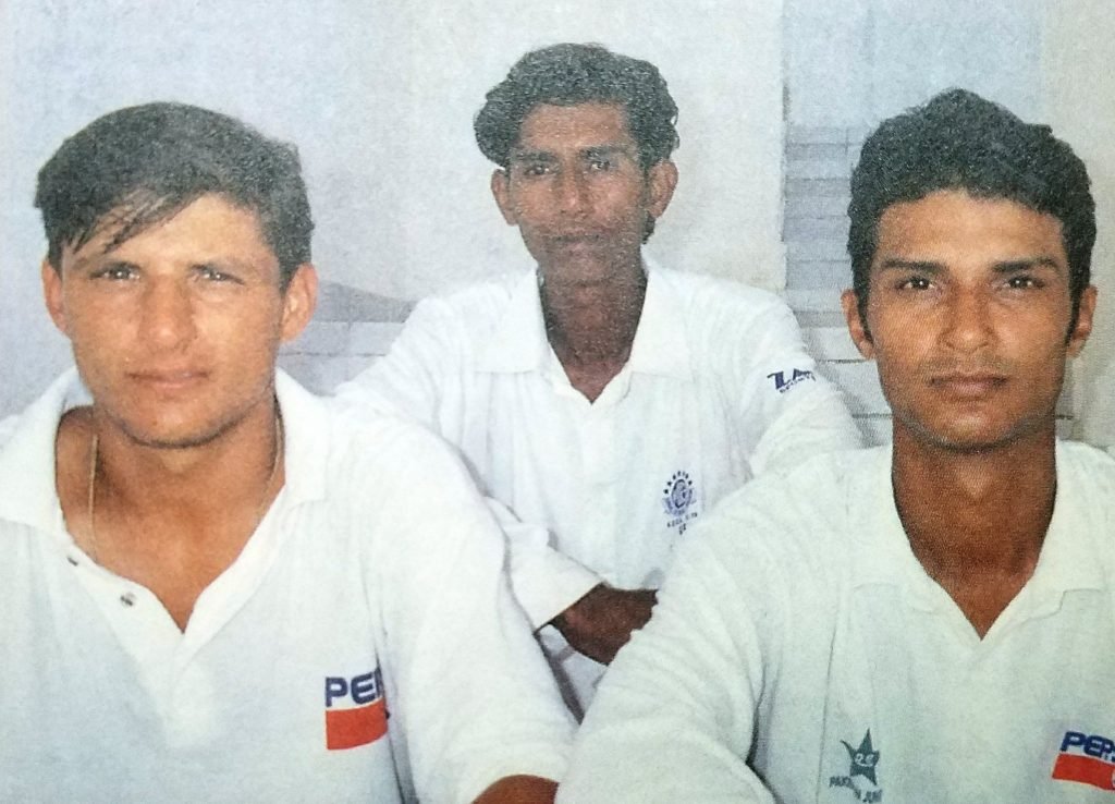Shahid Khan Afridi, Masood Ali and Ahmer Saeed playing for KCCA Whites in 1996-97