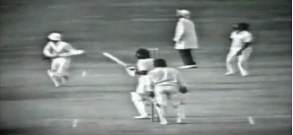 Zaheer Abbas 'smashes a six to complete Pakistan’s victory in Lahore against India in the 1978 series.