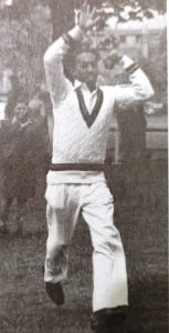 Left Arm Spinner Alf Valentine must have drained quite a few bottles of the surgical spirit that he applied to his sore spinning finger after a long spell.