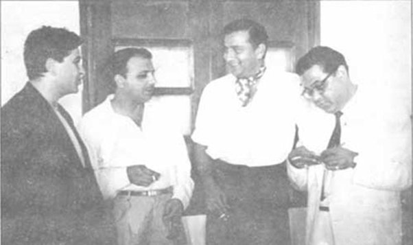 Fazal at a party in Bombay with Indian film star, Raj Kapoor (left). During the 1960-61 series, players from both the teams were more active off the field than on it.