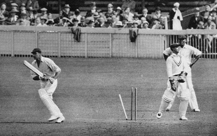 Wally Hammond's innings v India in the 2nd Test at Old Trafford IN 1936 comes to and end as he is bowled by CK Nayudu for 167