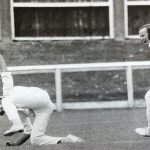 Geoff Howarth at gully to secure New Zealand's first Test win against England at Basin Reserve in 1978 - Robert Anderson celebrates as well - the bowler, inevitably, was Sir Paddles whose match haul was the symmetrical 10 for 100