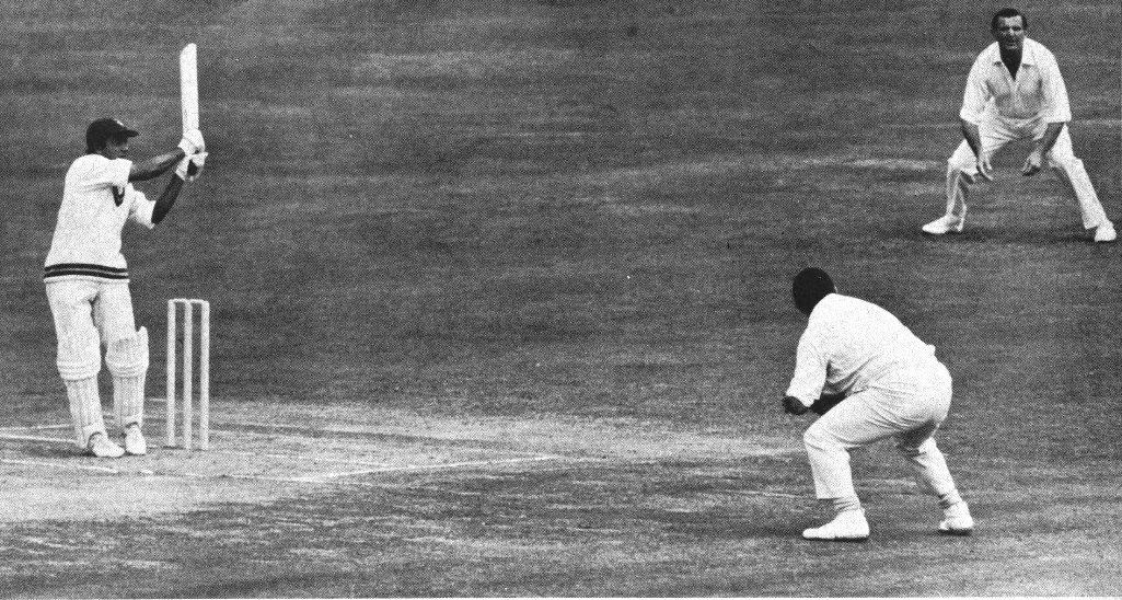 Hanif Muhammad 187 innings have rare moments of aggression. He hooks John Snow's first ball of Saturday for 4. The First Match between Pakistan v England was played at Lords on July 27, 28, 29, 31, and August 1, 1967.