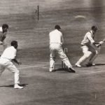 Mansur Ali Khan Pataudi raises his bat at leeds 1967