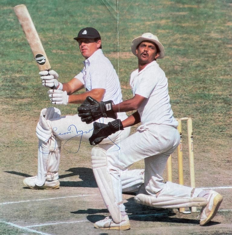 Bharat Reddy is the Wicket Keeper in a Tour match against England in Hyderabad Dec 1984. Batsman Geoffrey Boycott