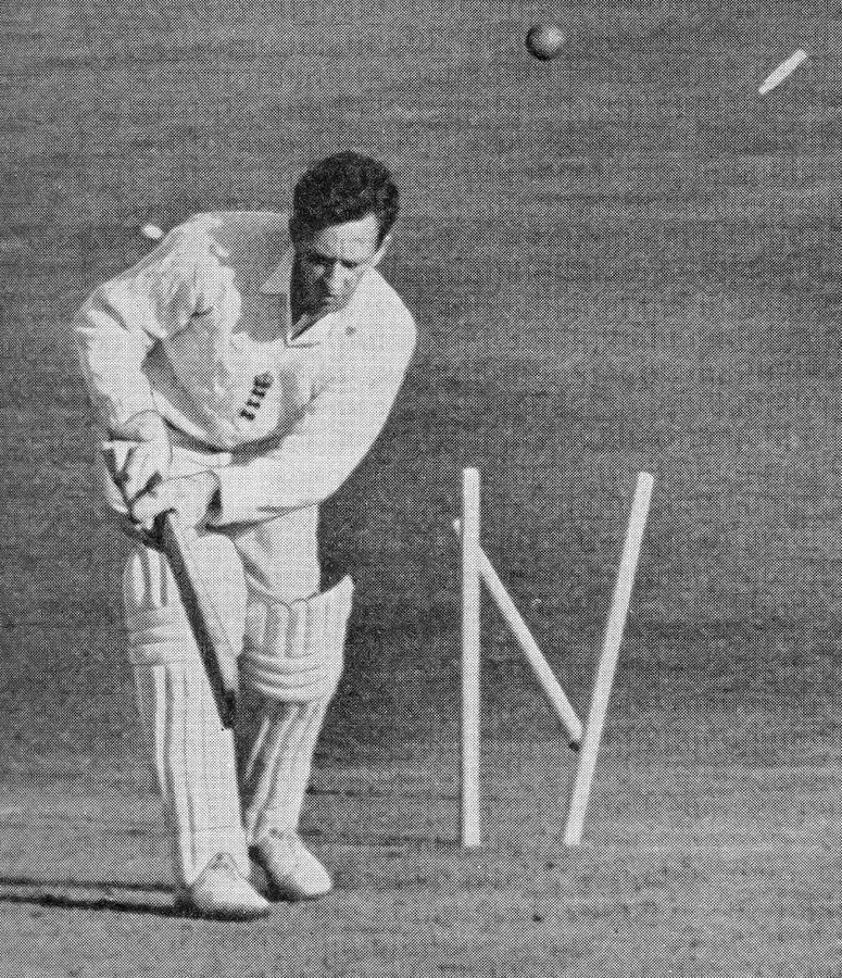 Brian Statham bowled by Wes Hall in the 5th Test at The Oval in August 1963. He fell the same way in both innings. Hall took 16 wickets at a modest 33.37 in the five Tests 