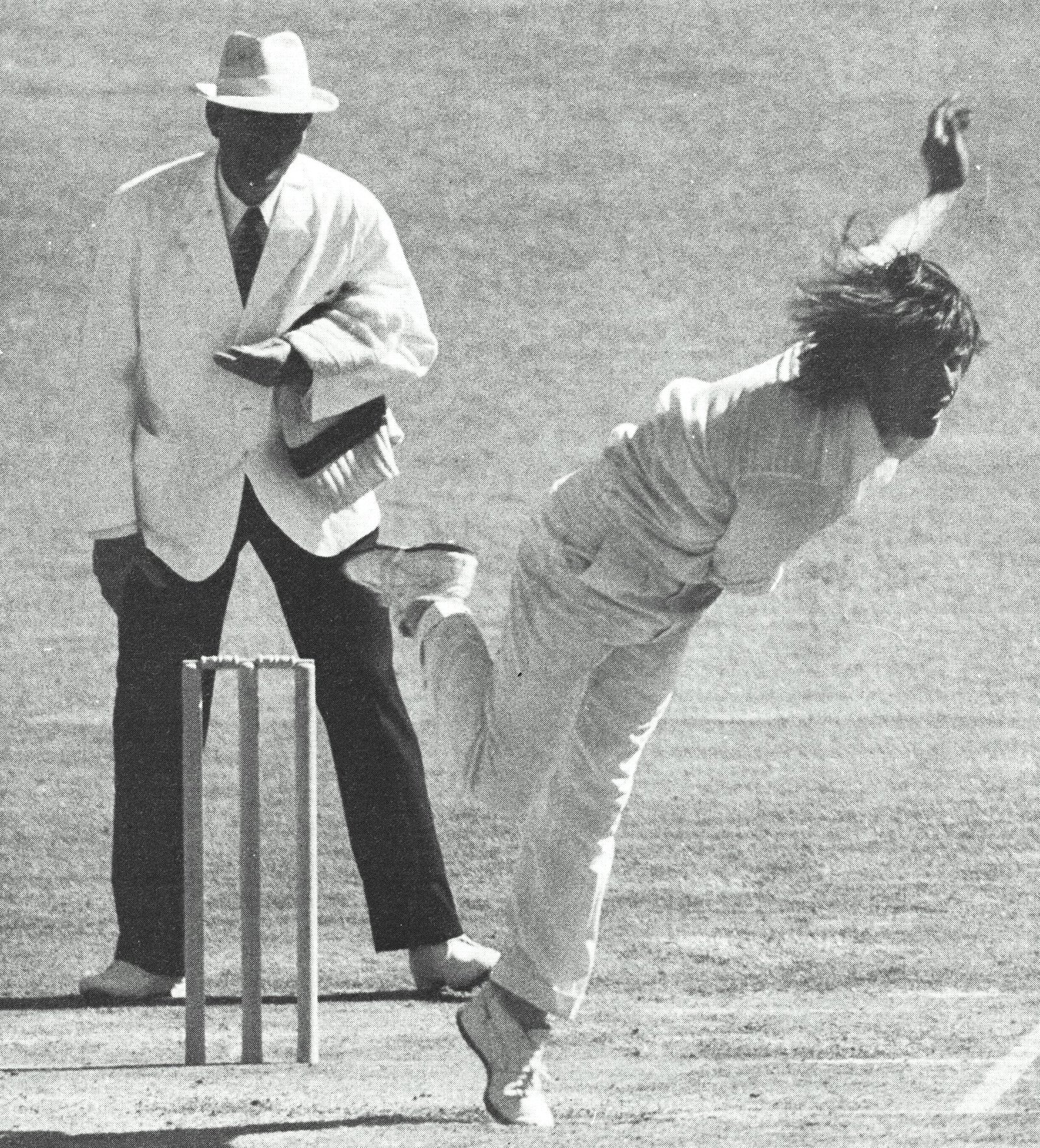 Jeff Thomson, the human hurricane from Australia. Confronted by a bowler so swift, batsmen could think of safer games, such as Russian roulette.