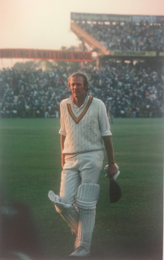 Tony Greig wasn't quiet very often, but after batting all day at Eden Gardens in January 1977 I suspect this absolutely shattered looking Greigy just wanted to put his feet up when he got back into the dressing room