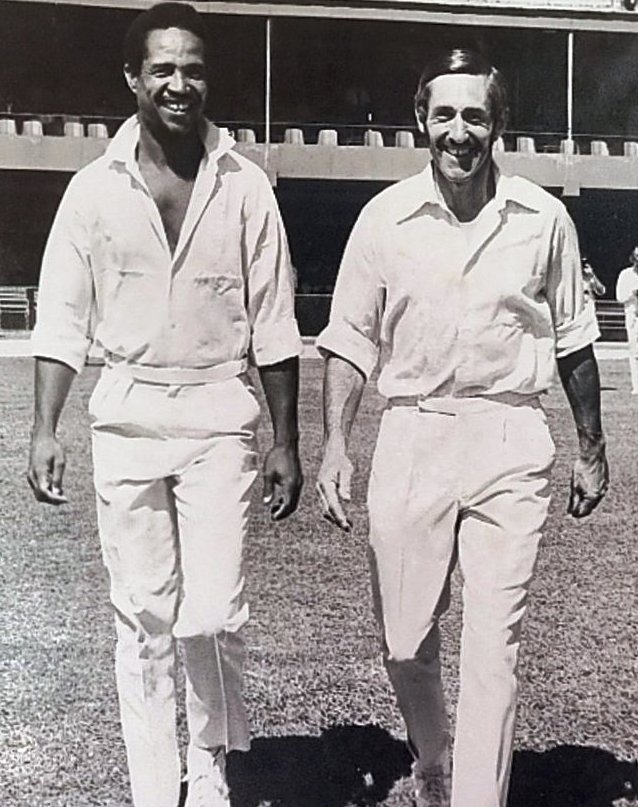 New Zealand captain Graham Dowling and West Indies Captain Gary Sobers go out for the toss in the Ist Test at Sabin Park Jamaica in 1972