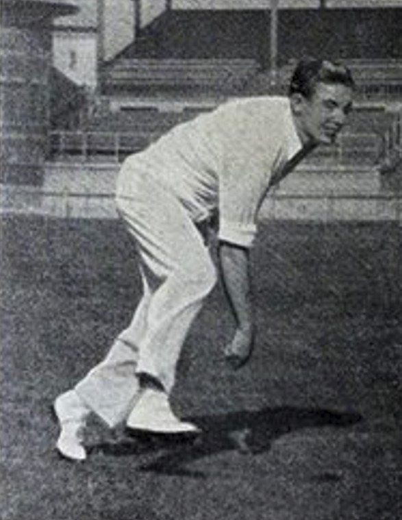 Australian Fast Bowler Ray Lindwall Runs up to Bowl