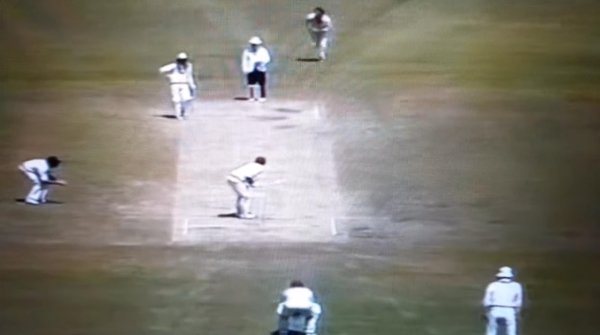 Dennis Lillee ran to bowl fast as Majid Khan given LBW.