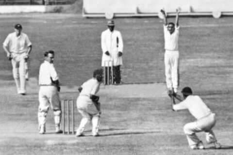 Polly Umrigar takes a sharp catch to dismiss John Reid off Subash Gupte, India vs New Zealand, Madras, January, 1956.