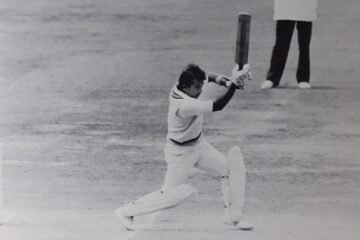 India's little master, Sunil Gavaskar has reeled off records in the Bradman manner. And, in my judgement it is not ipetertinent to put him close to the Australina champion. Here is a splendid study of Gavaskar following through a drive. Note his balance with the weight distributed on his toes.