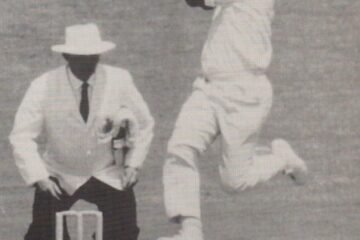 Charlie Griffith bowling Alistair Cook