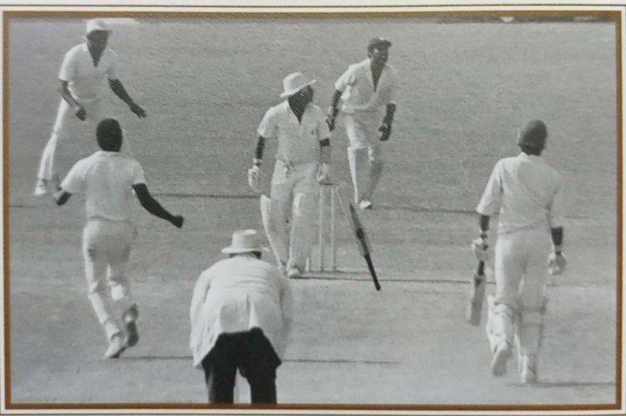 West Indies Malcom Marshall turns the game against India in the first test at Kanpur in 1983-84.