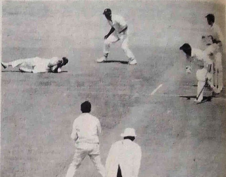 Grabbing the half chance: A Word from Maestro 26 Solkar snapping Najam Hussain. The Bombay all-rounder deems this as the best catch of his career.